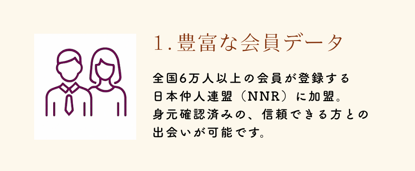 全国6万人以上の会員と出会える結婚相談所の安心データベースを表すアイコン